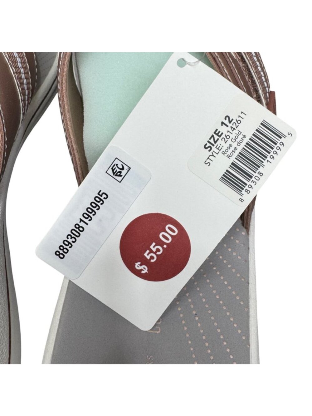 Rose Gold Flip Flops Clarks Cloudsteppers Brinkley Jazzh 12M Comfortable Sandals - Picture 9 of 11